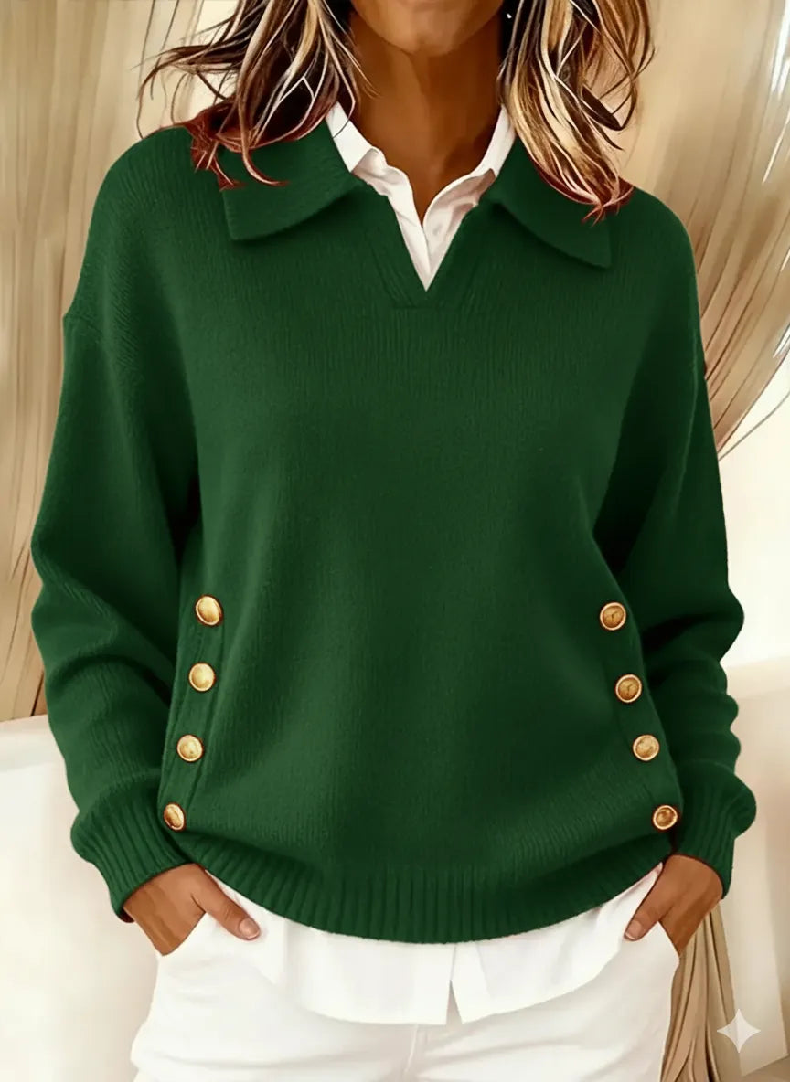 Vynette | V-Neck Jumper with Collar