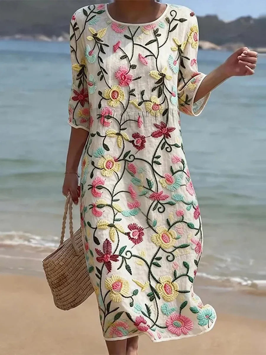 Casual women's dress with a floral print
