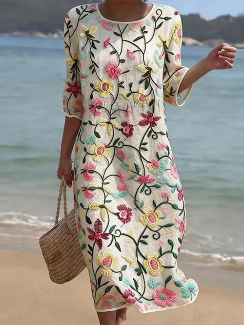 Casual women's dress with a floral print