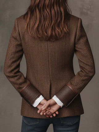 Women's Herringbone Printed Panel Blazer