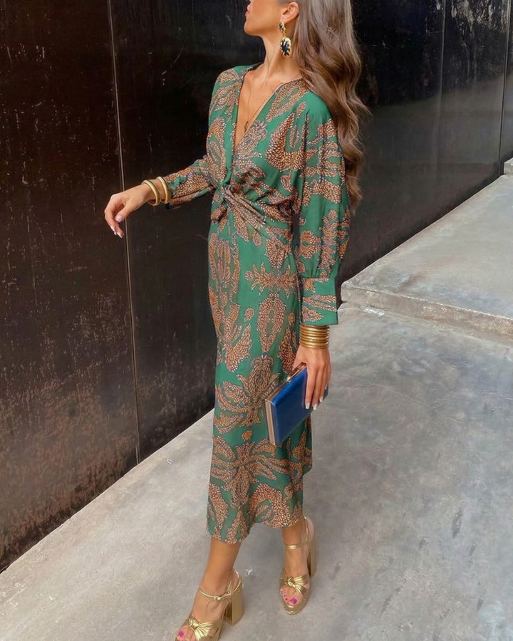 ISABELLE – ELEGANT MIDI DRESS WITH WAIST KNOT