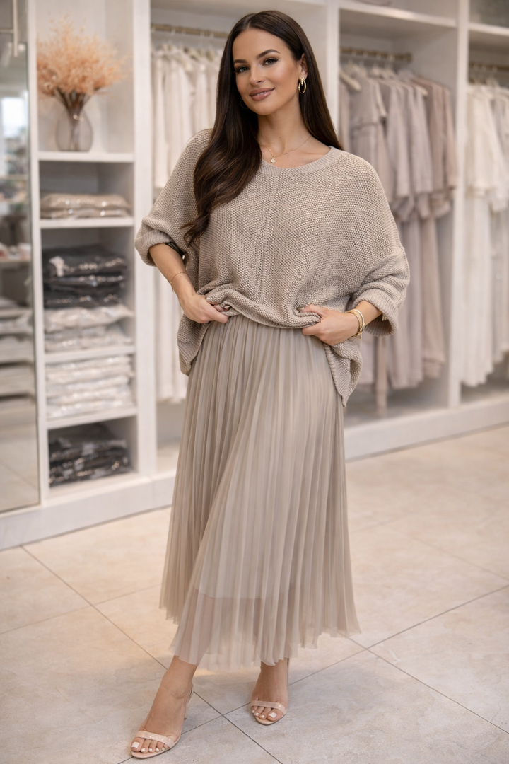 Grace - Elegant Knit & Pleated Skirt Co-Ord