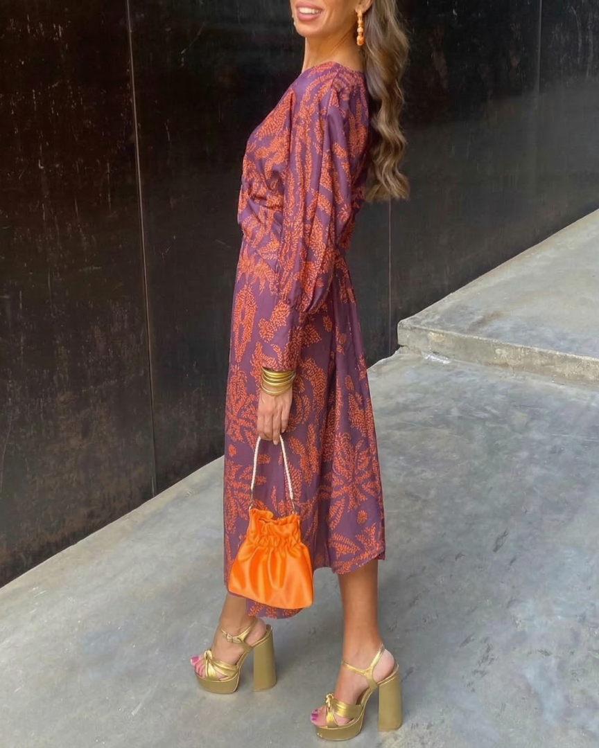 ISABELLE – ELEGANT MIDI DRESS WITH WAIST KNOT