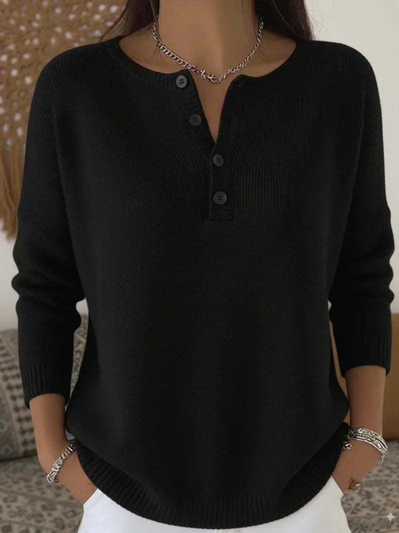Helena | Henley Button-Up Knit Jumper