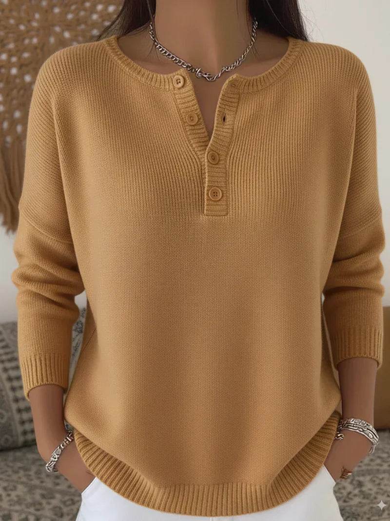 Helena | Henley Button-Up Knit Jumper