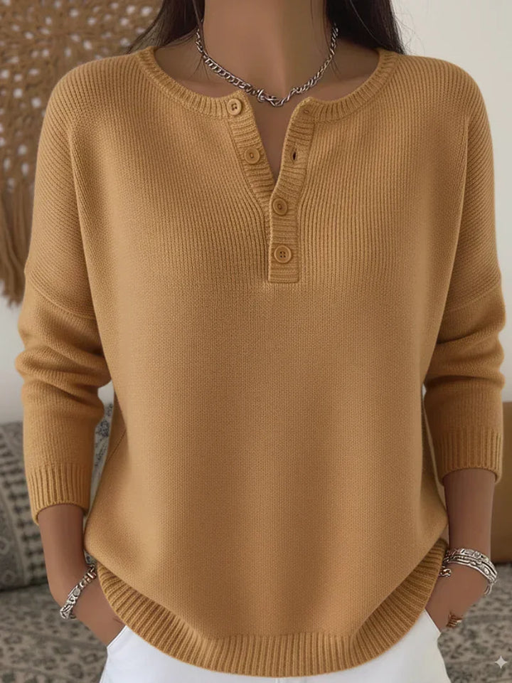 Helena | Henley Button-Up Knit Jumper