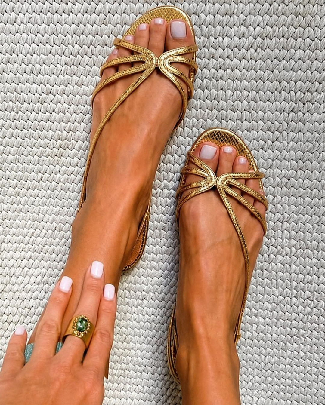 Emilia – Golden Summer Elegance Sandals