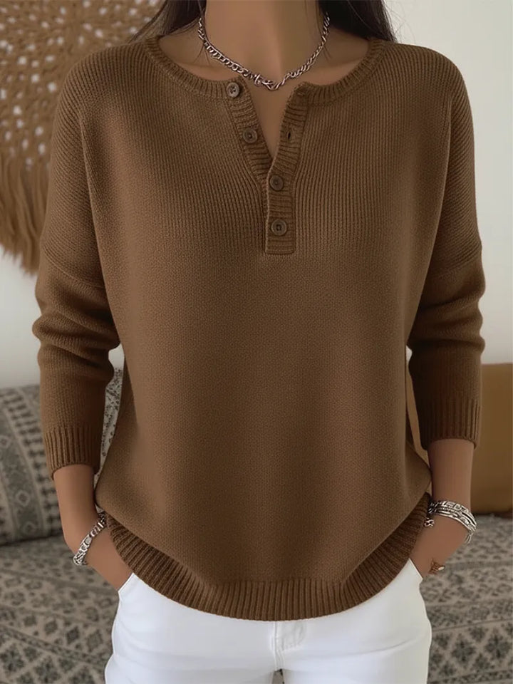 Helena | Henley Button-Up Knit Jumper