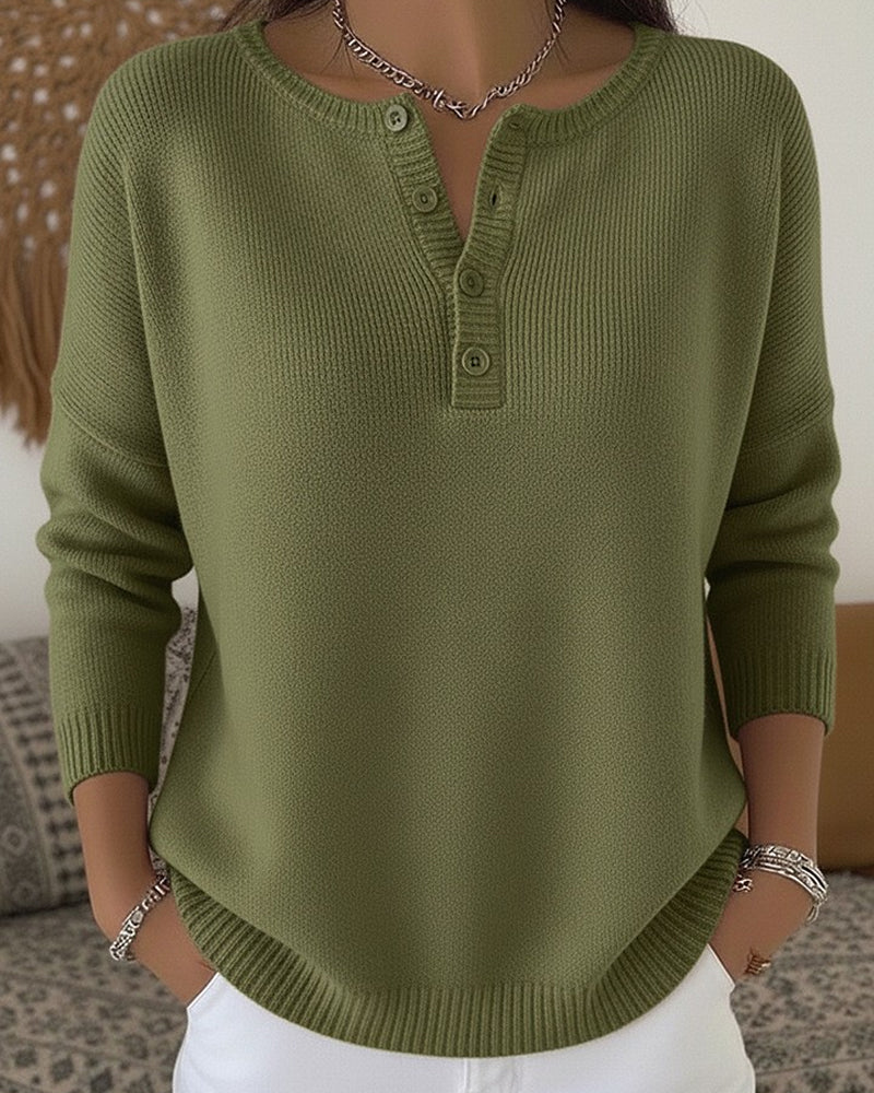 Helena | Henley Button-Up Knit Jumper