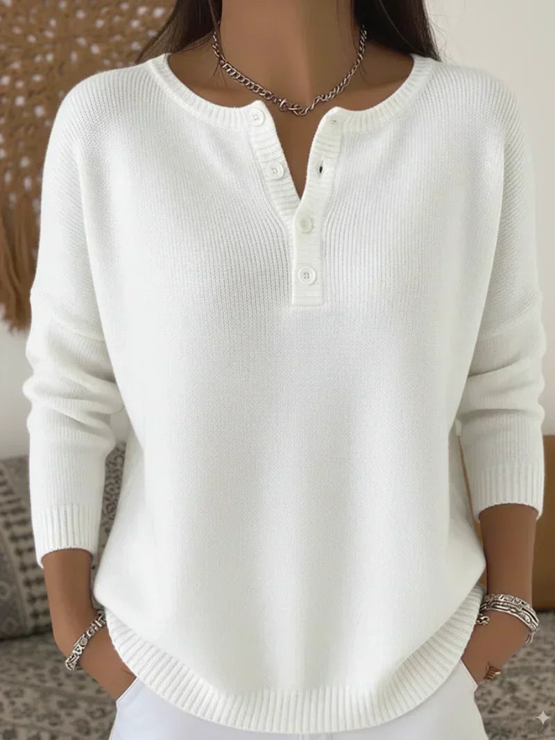 Helena | Henley Button-Up Knit Jumper