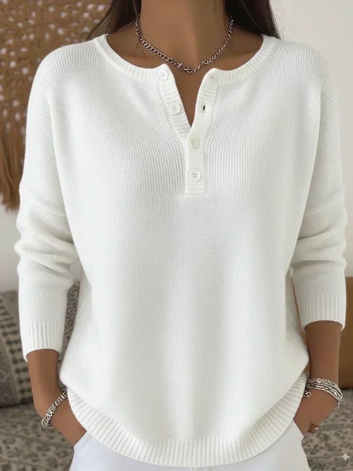 Helena | Henley Button-Up Knit Jumper