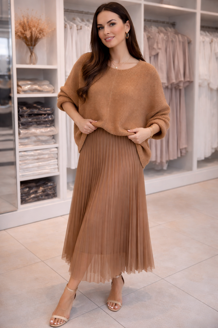 Grace - Elegant Knit & Pleated Skirt Co-Ord