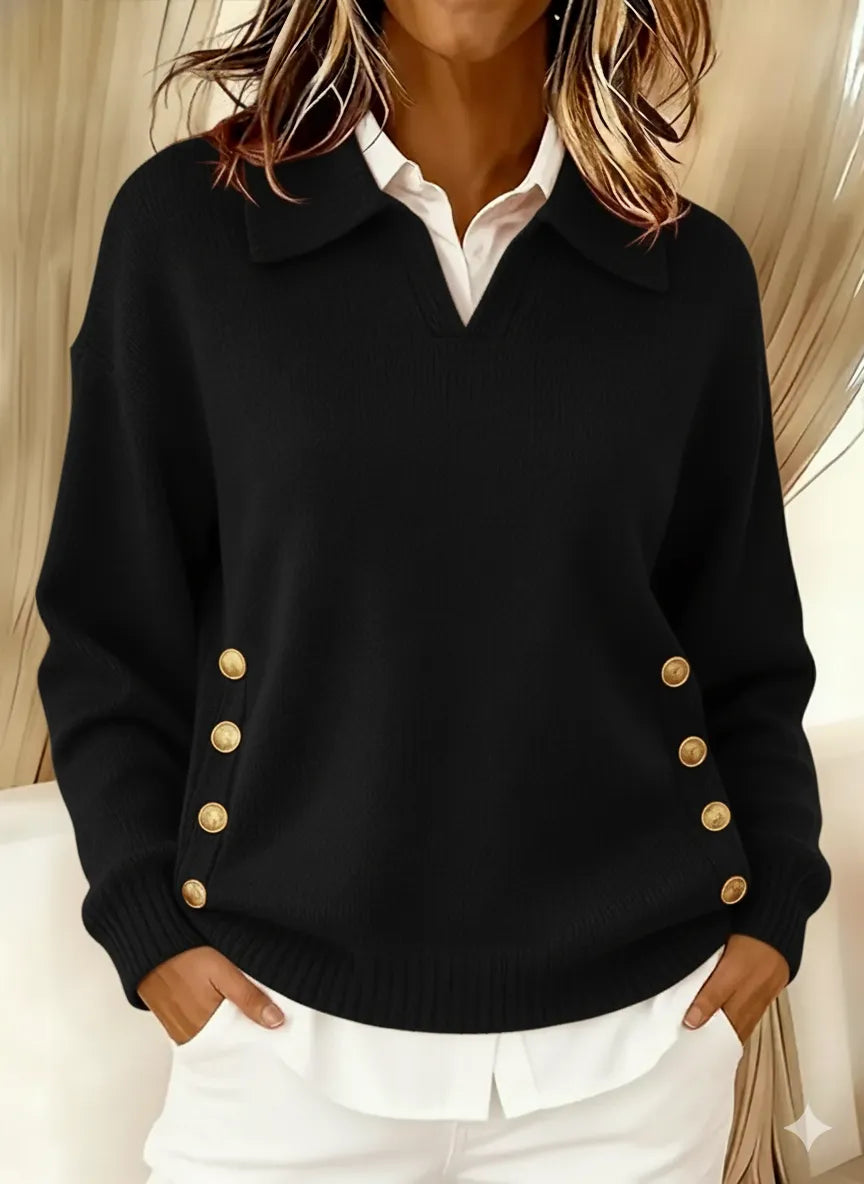 Vynette | V-Neck Jumper with Collar