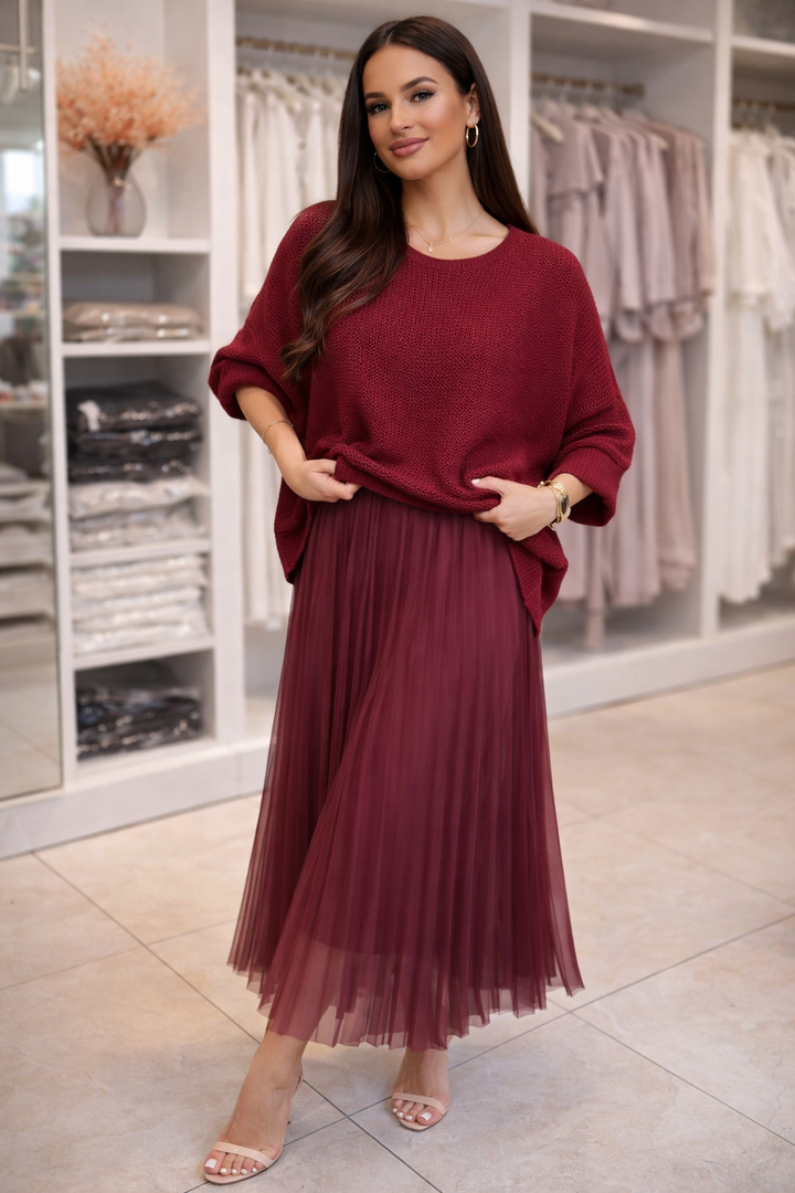 Grace - Elegant Knit & Pleated Skirt Co-Ord