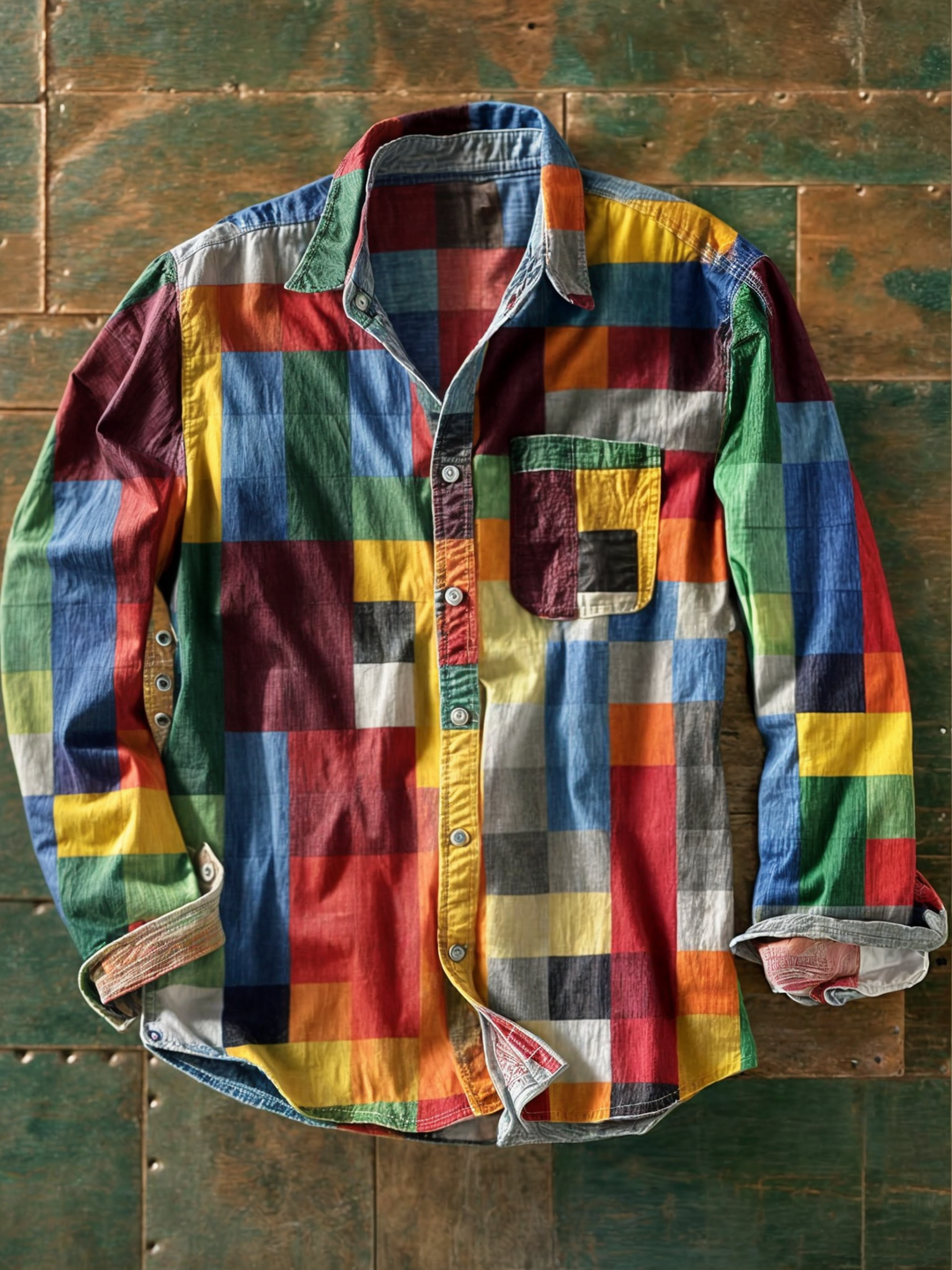 High-quality patchwork shirt – Unique style and comfortable fit