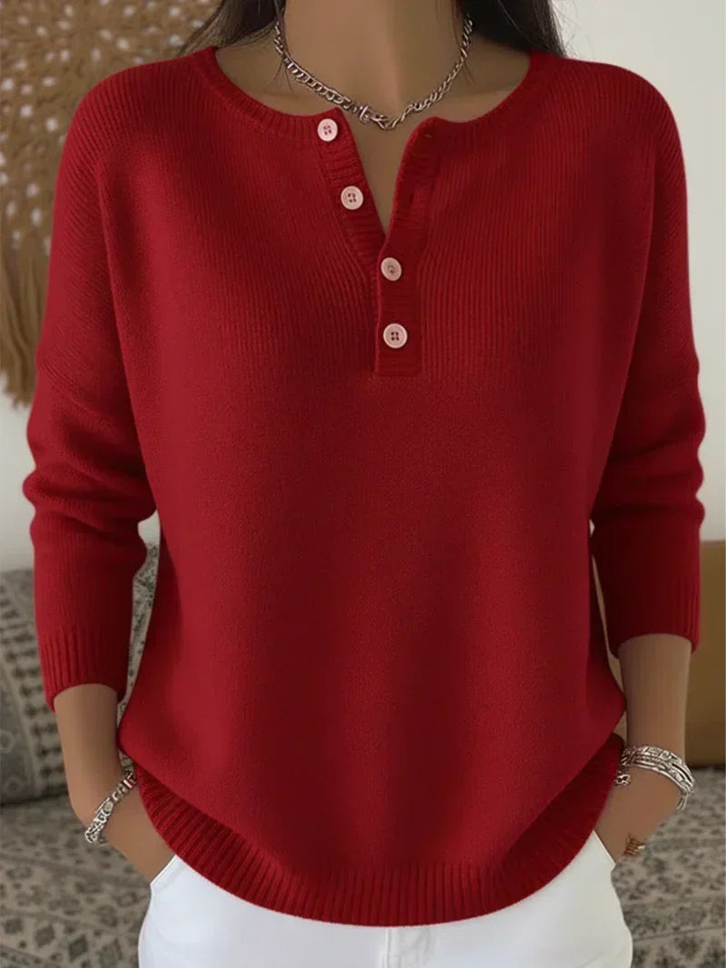 Helena | Henley Button-Up Knit Jumper