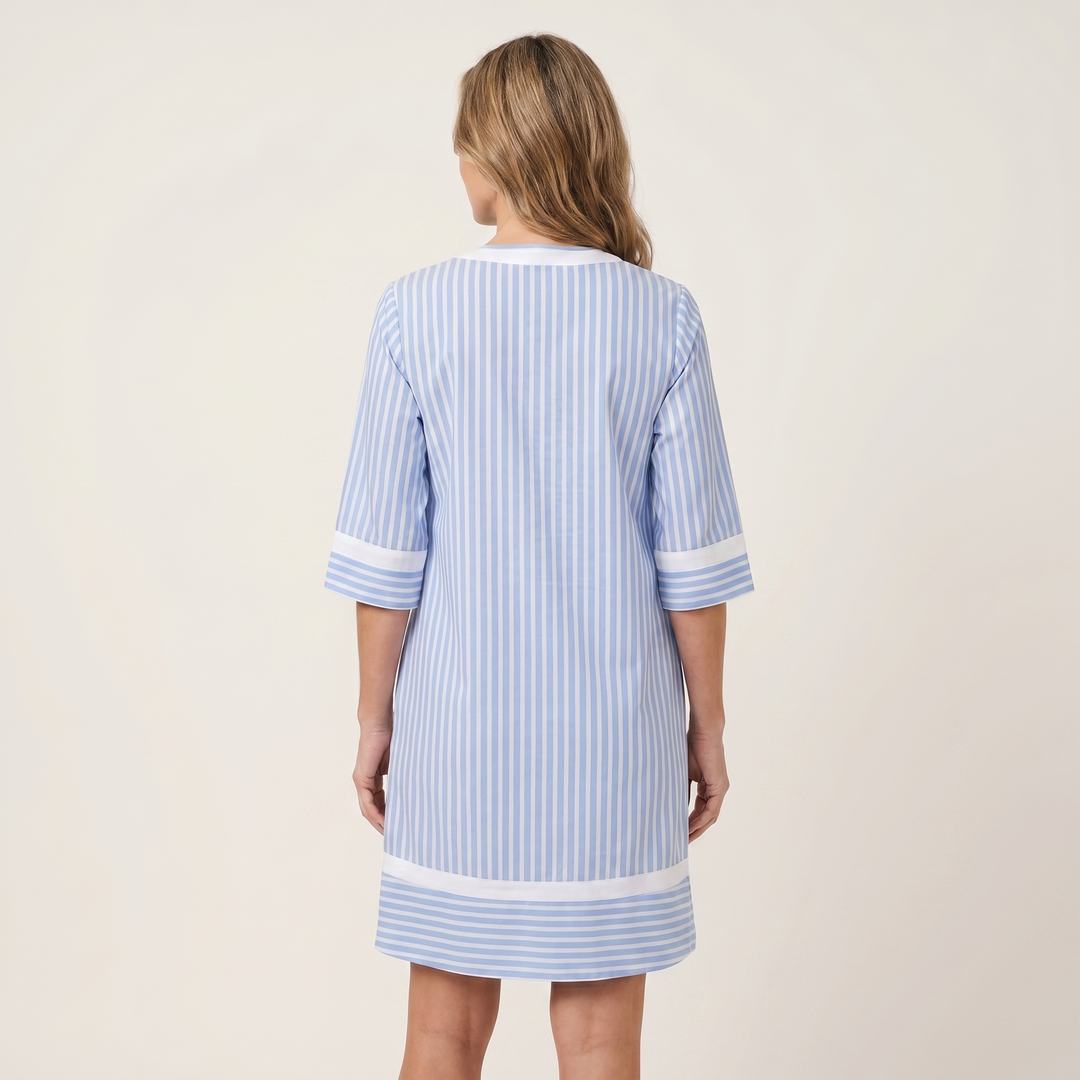 Sanina | Contrast-Trim Stripe V-Neck Shift Dress