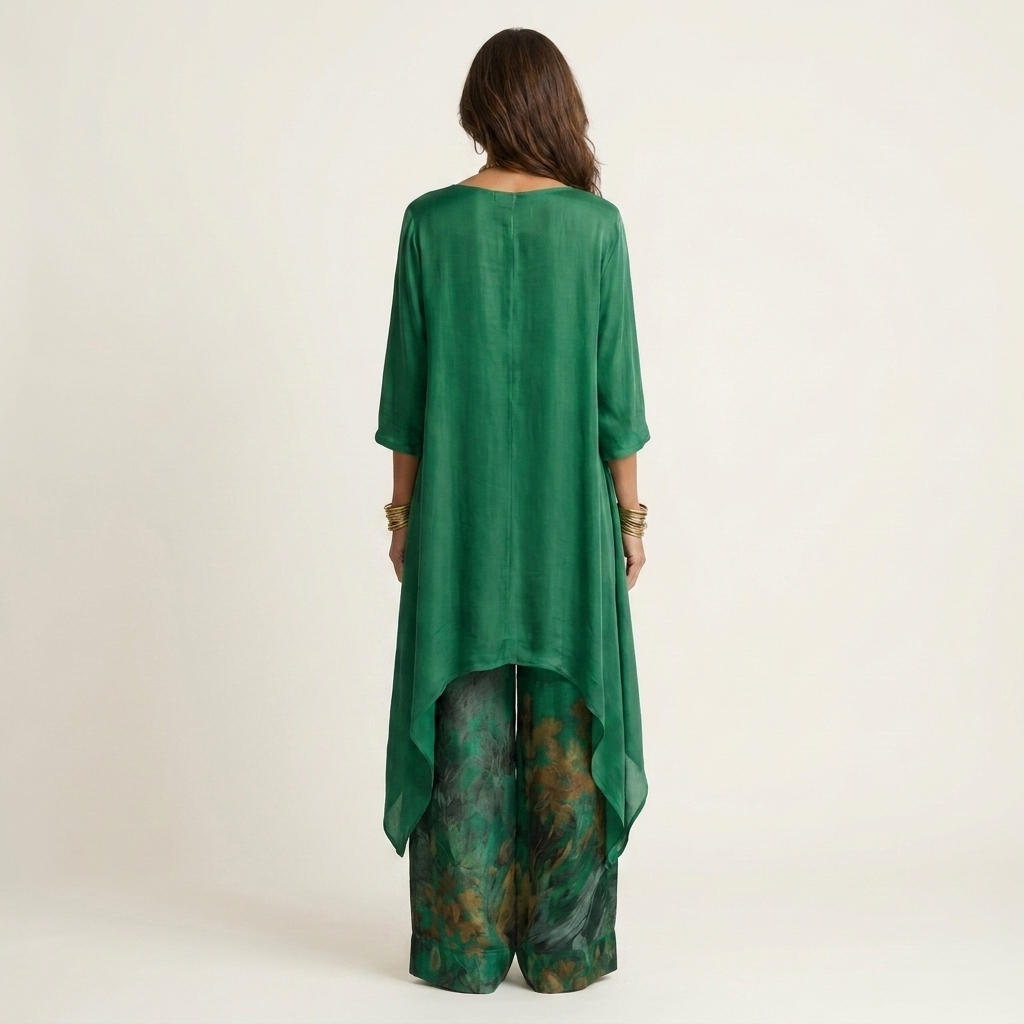 Cariola | Silk Two-Piece Set with Asymmetric Tunic